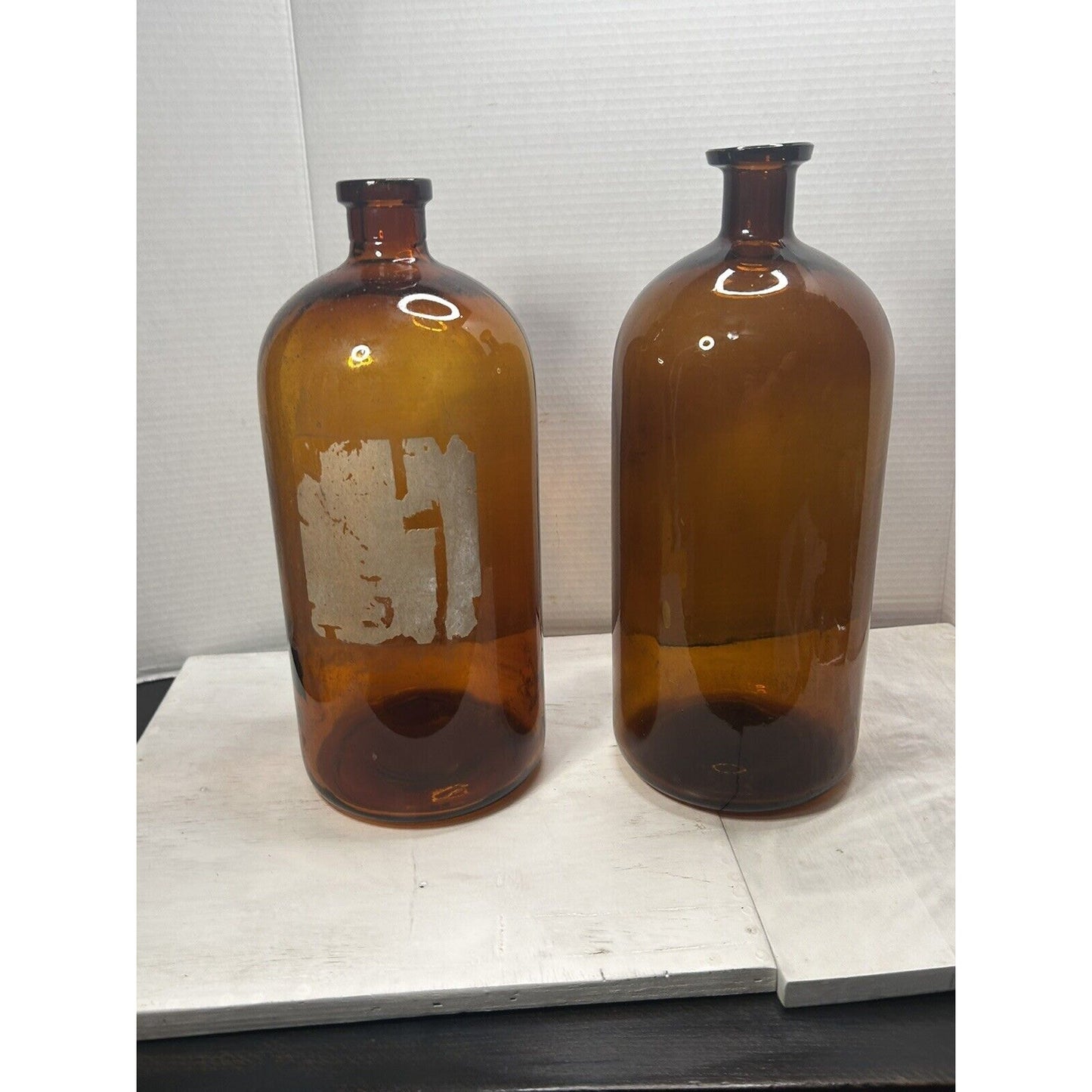 (2) Antique Large Apothecary/Pharmacy Brown Glass Bottle/Jar. Amber Jar. Rustic