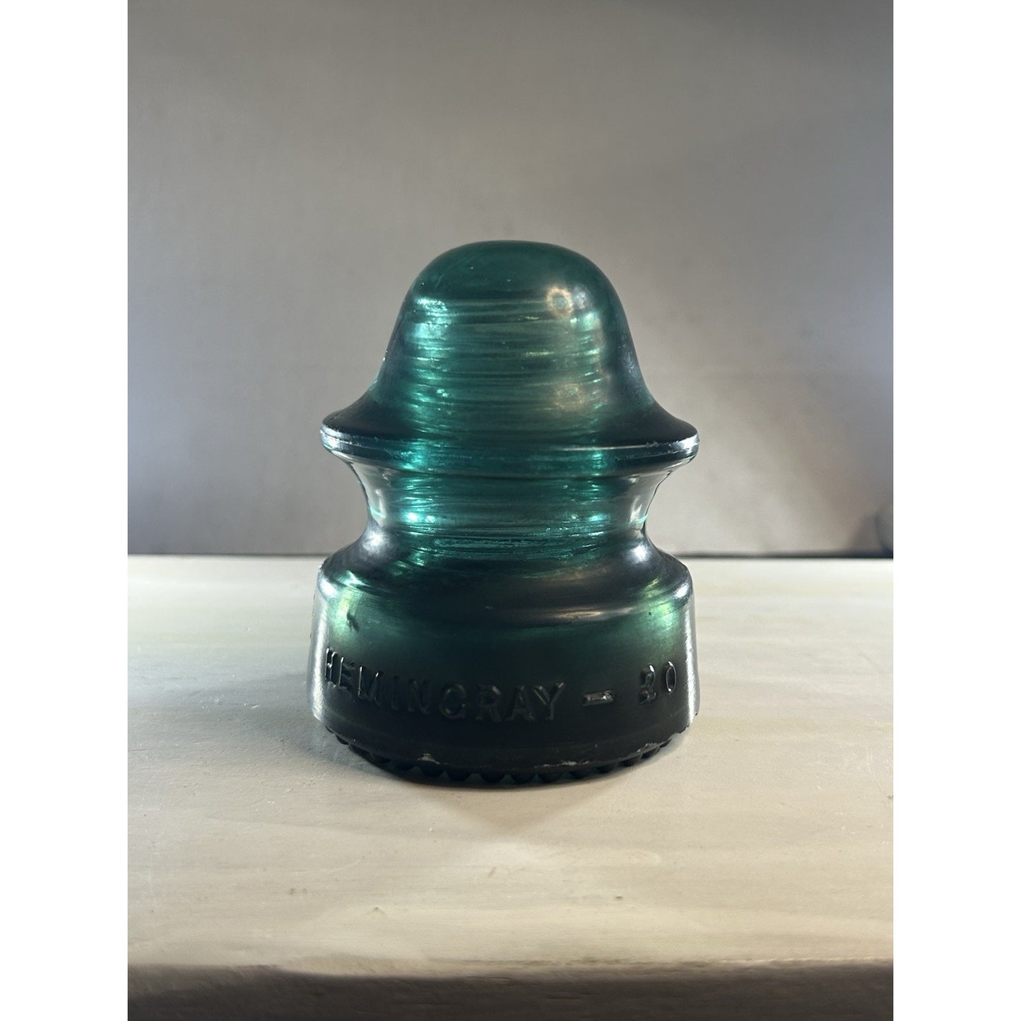 RARE Vintage Green Black Swirl Hemingray 20 Glass Insulator Matte Glass. Scarce!
