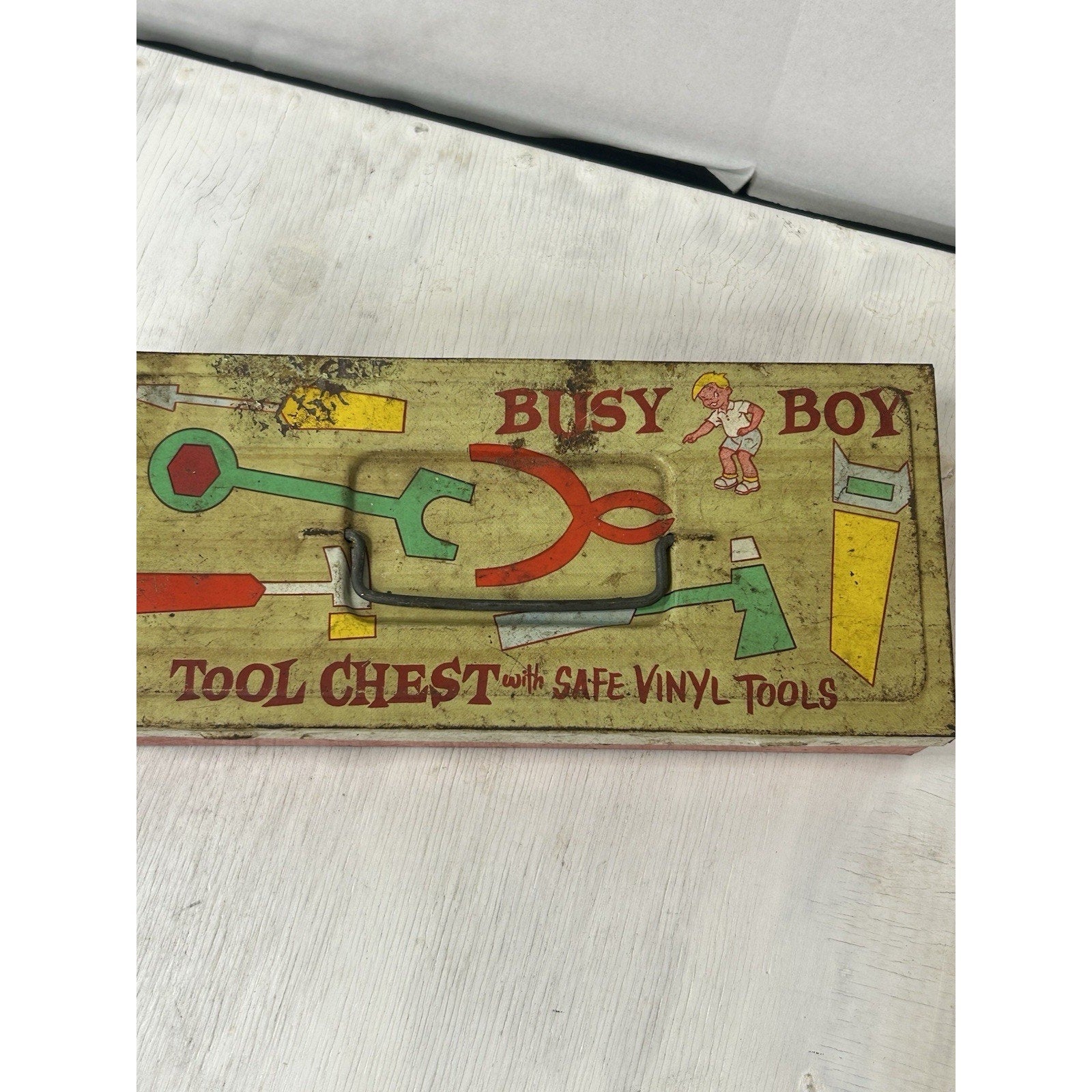 Ohio Art Busy Boy Tool Chest box lid open mid century toy