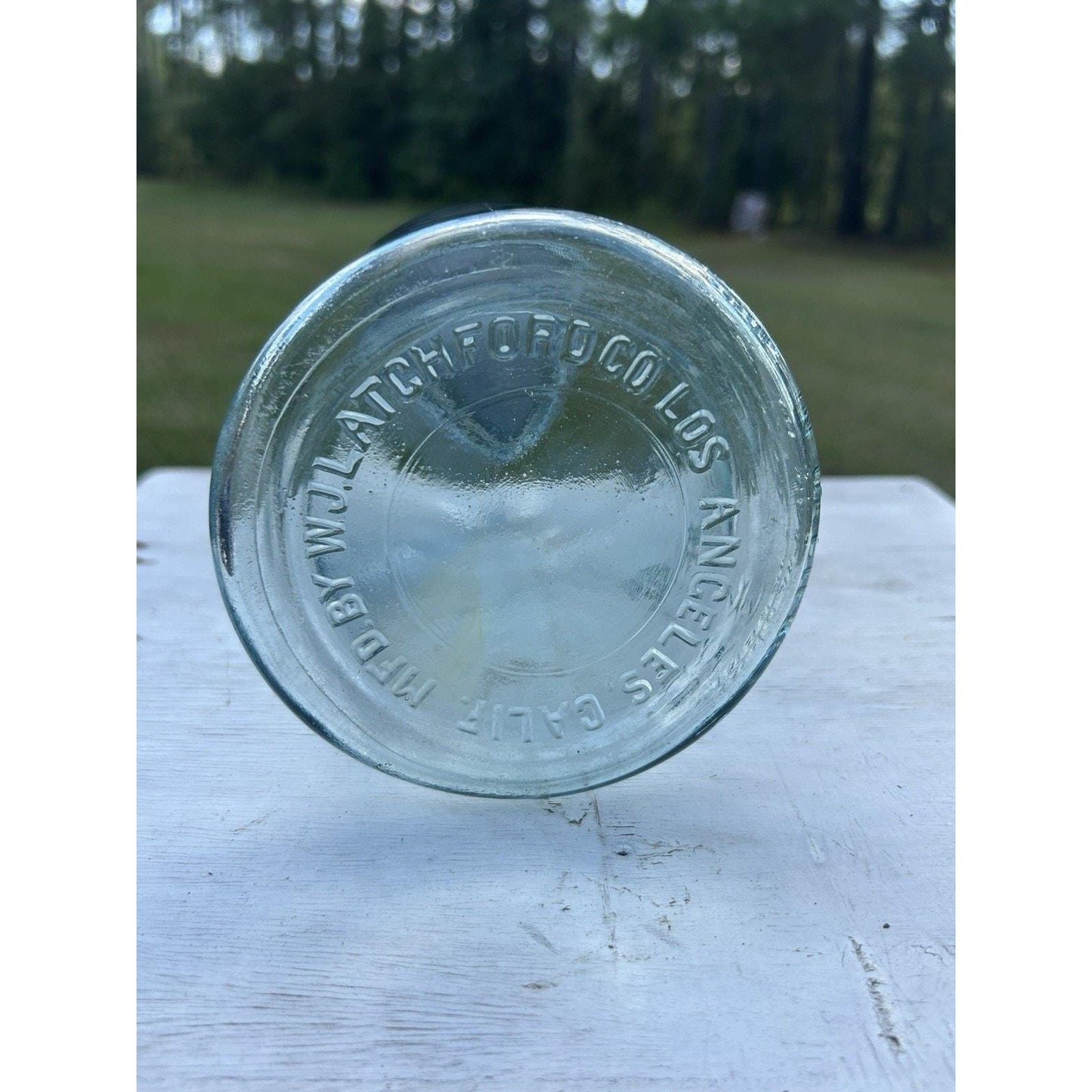Very Rare Half Gallon Mission Bell Mason Jar – Aqua Blue Antique Canning Jar – W.J. Latchford Los Angeles California Farmhouse Kitchen Decor