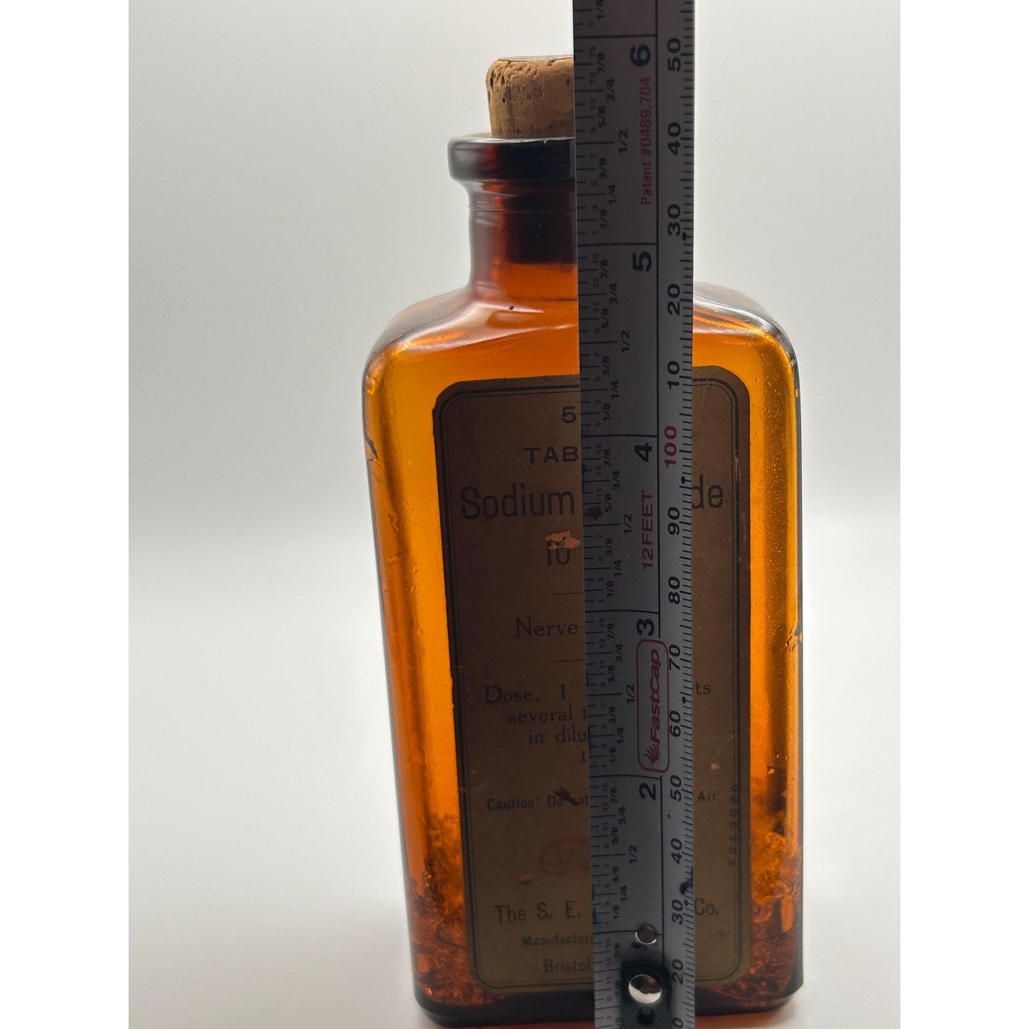 Vintage Massengill Pharmacy Medicine Jar w/ Original Contents Amber Bottle