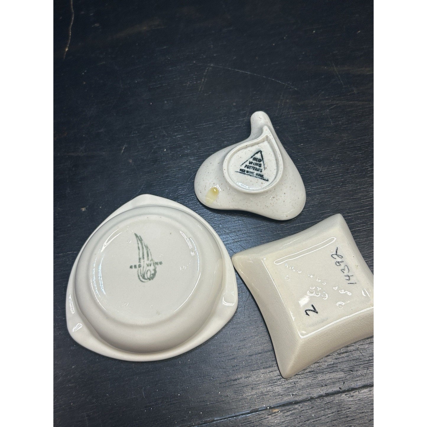 Vintage Red Wing Pottery Lot of 3 Mid Century Modern Ashtray Trinket Dishes
