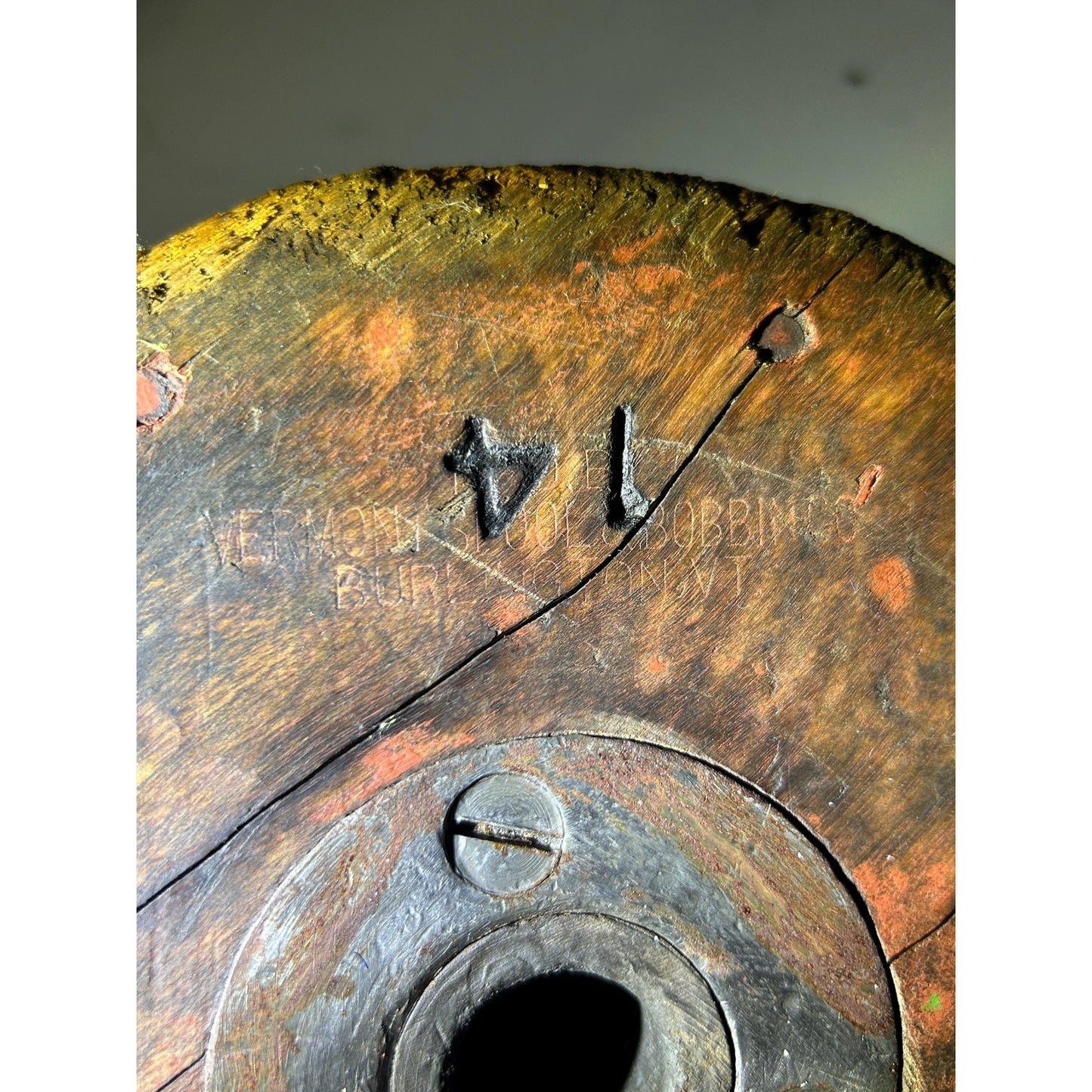Exceptional Antique Vermont Textile Mill Bobbin Factory Stamped Burlington VT Early American Industrial Artifact