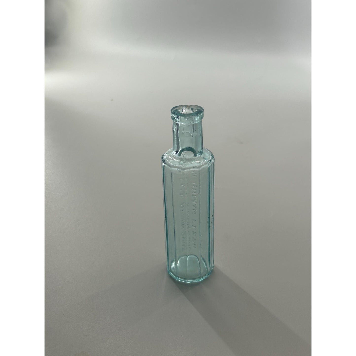 Antique Kendall’s Spavin Cure For Human Flesh Bottle – Aqua Glass Embossed Patent Medicine c1900