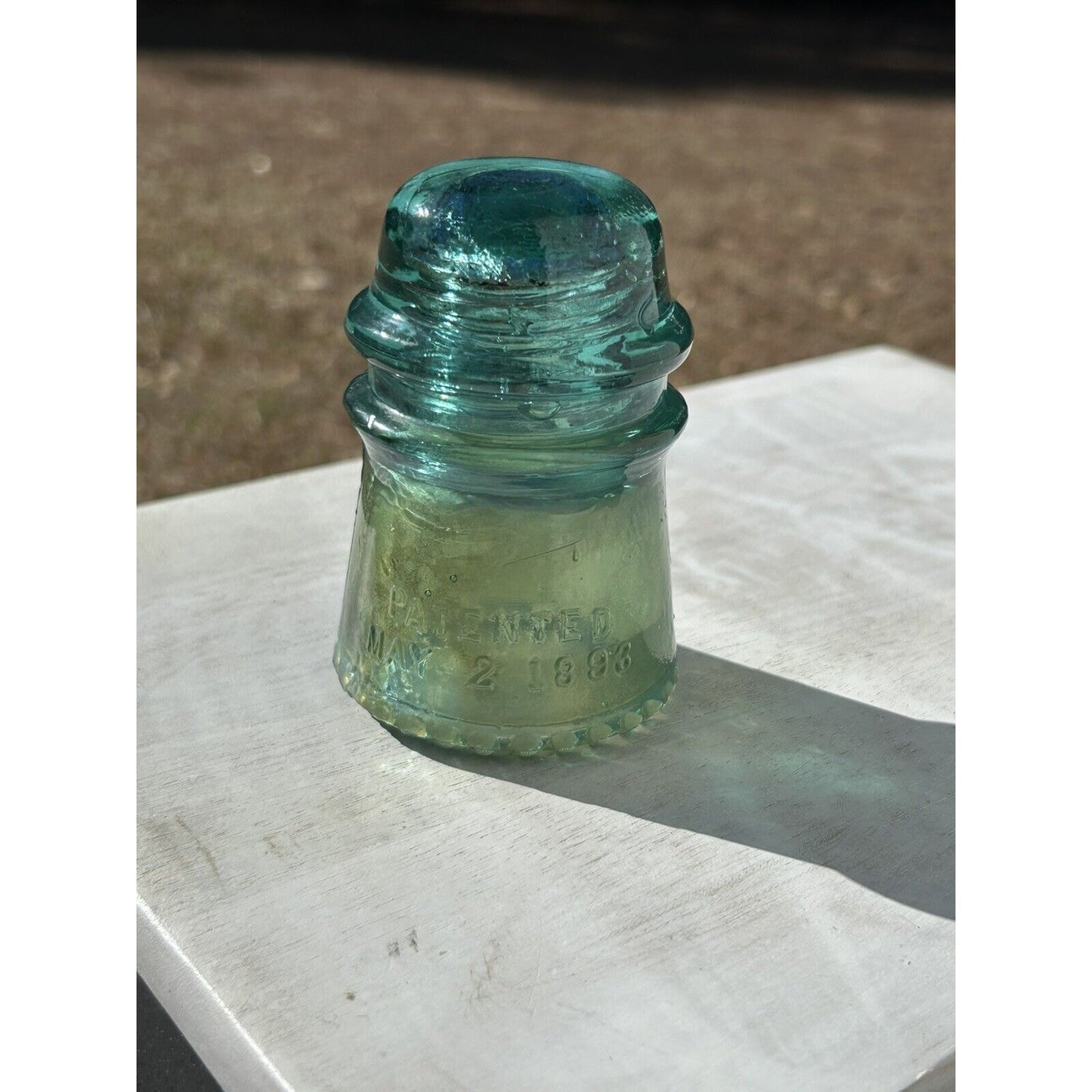 Antique Hemingray No. 9 Aqua Glass Insulator — Patent May 2 1893 — Embossed