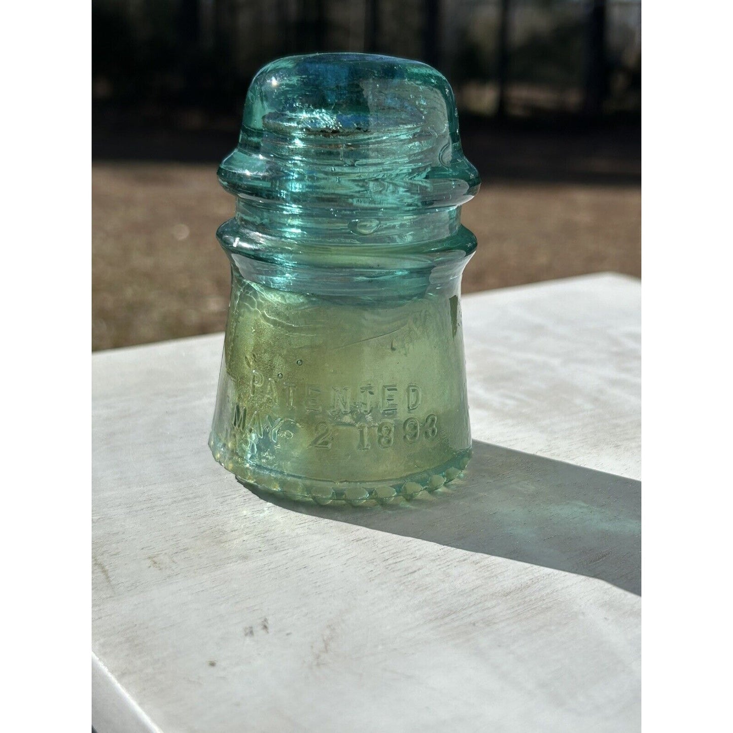 Antique Hemingray No. 9 Aqua Glass Insulator — Patent May 2 1893 — Embossed