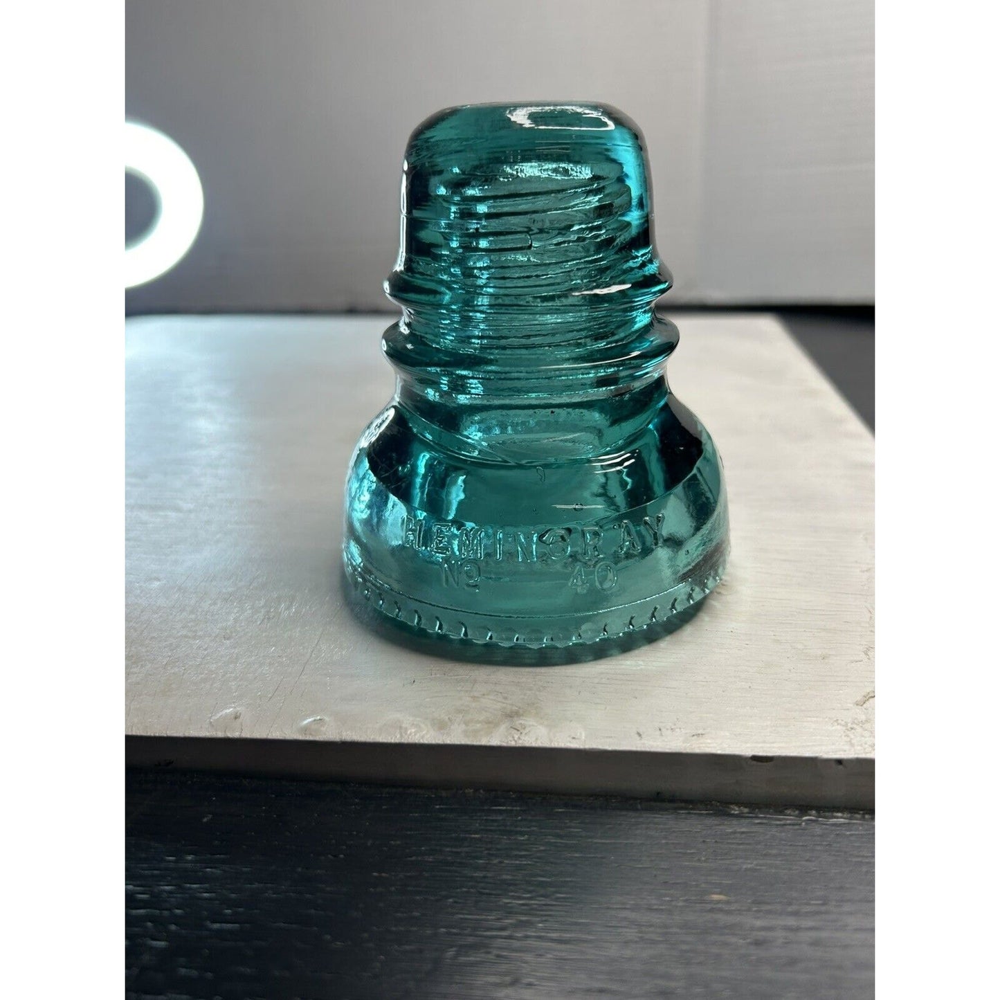 Antique Hemingray No. 40 CD 152 Aqua Glass Insulator — Patent May 2, 1892 — Embossed Variant