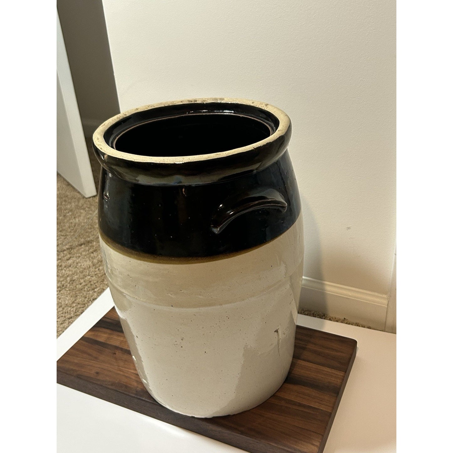 Antique Burley Winter 5 Gallon Stoneware Churn. Salt Glaze Crock W/ Albany Slip
