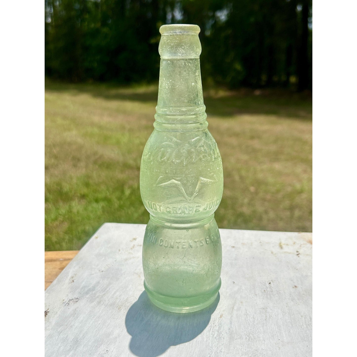 Antique NuGrape Soda Bottle, Savannah Georgia, Embossed 6 oz Green Glass, Patented March 9 1920 . Scarce vintage bottle. Savannah , GA