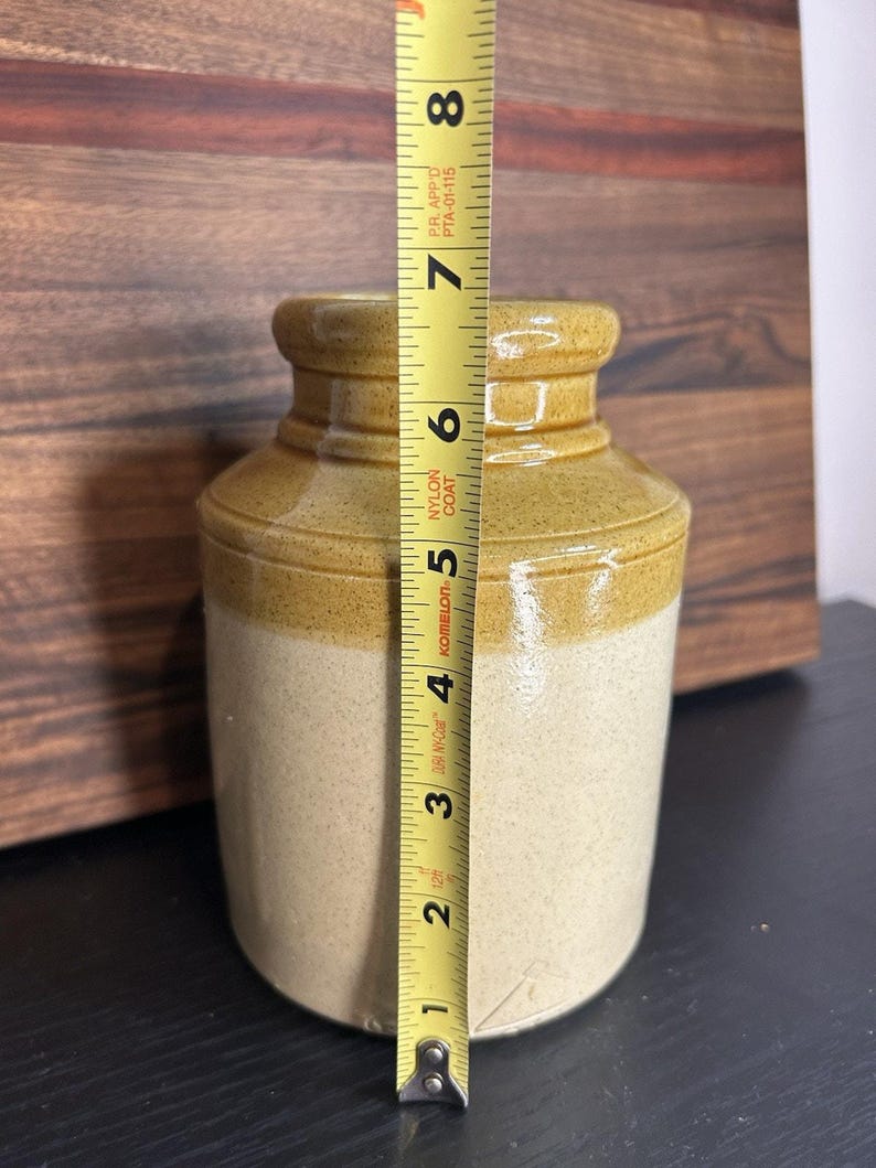 C.B. Skey Stoneware Jar, Antique English Farmhouse Crock, Salt-Glazed Tan Pottery (late 1800s, early 1900s) image 5