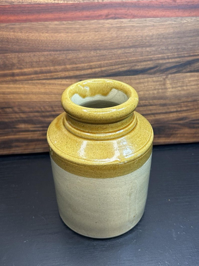 C.B. Skey Stoneware Jar, Antique English Farmhouse Crock, Salt-Glazed Tan Pottery (late 1800s, early 1900s) image 9
