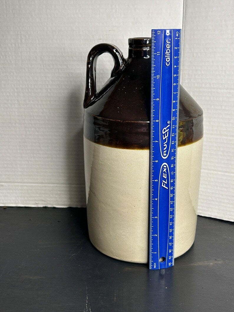 Antique 1850s Stoneware Whiskey Jug – Dark Albany Slip Galaxy Glaze, Pre-Civil War image 4