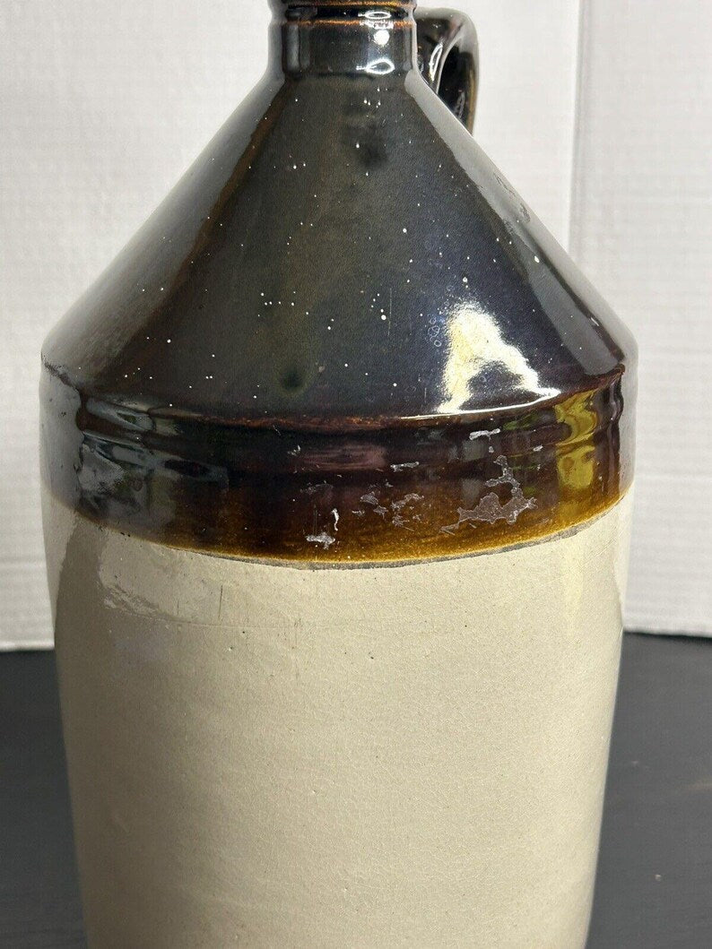 Antique 1850s Stoneware Whiskey Jug – Dark Albany Slip Galaxy Glaze, Pre-Civil War image 6