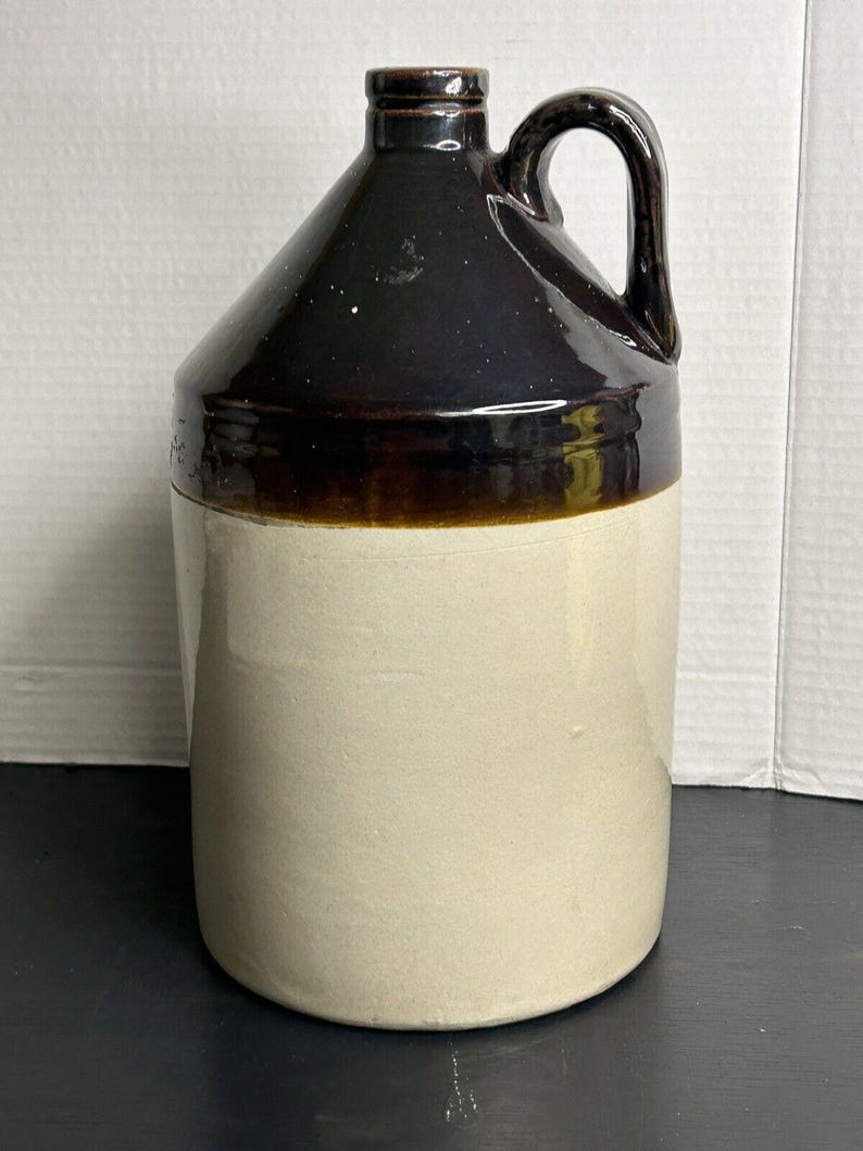 Antique 1850s Stoneware Whiskey Jug – Dark Albany Slip Galaxy Glaze, Pre-Civil War image 8