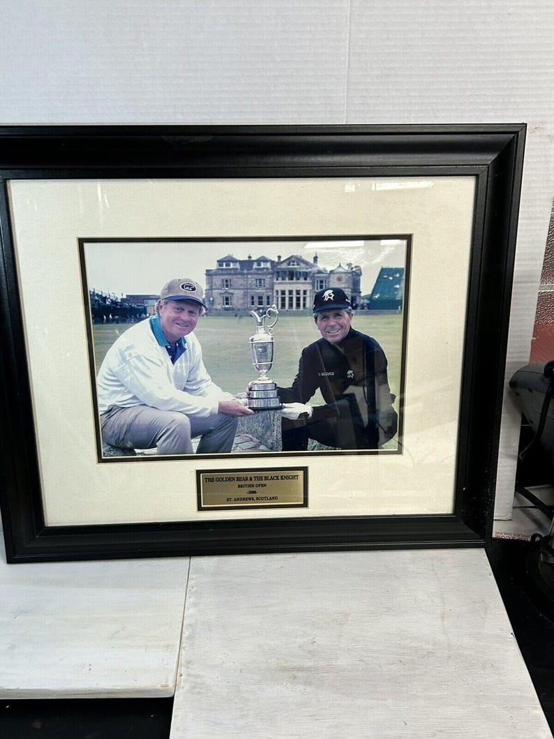 Vintage Jack Nicklaus & Gary Player 2000 British Open Photo, Framed PGA Golf Collectible image 5