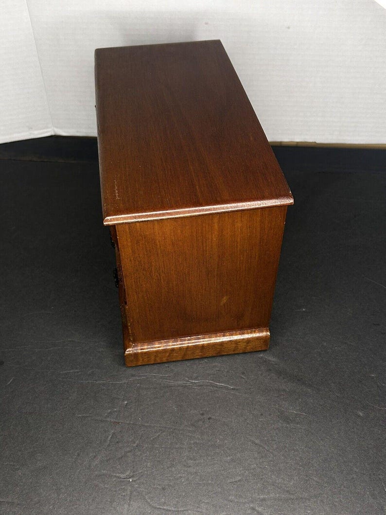 1970s Wooden Music Jewelry Box with 4 Drawers – Vintage Wood Organizer, Mid Century Bedroom Storage image 5