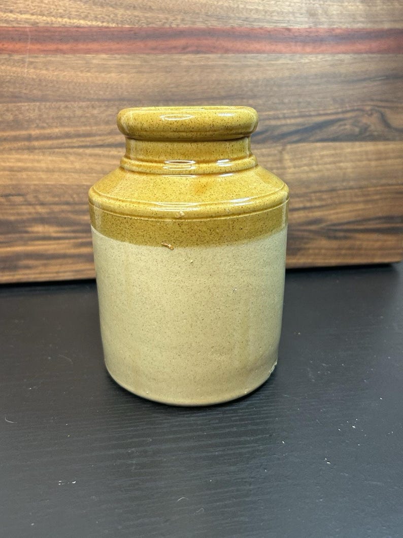 C.B. Skey Stoneware Jar, Antique English Farmhouse Crock, Salt-Glazed Tan Pottery (late 1800s, early 1900s) image 3