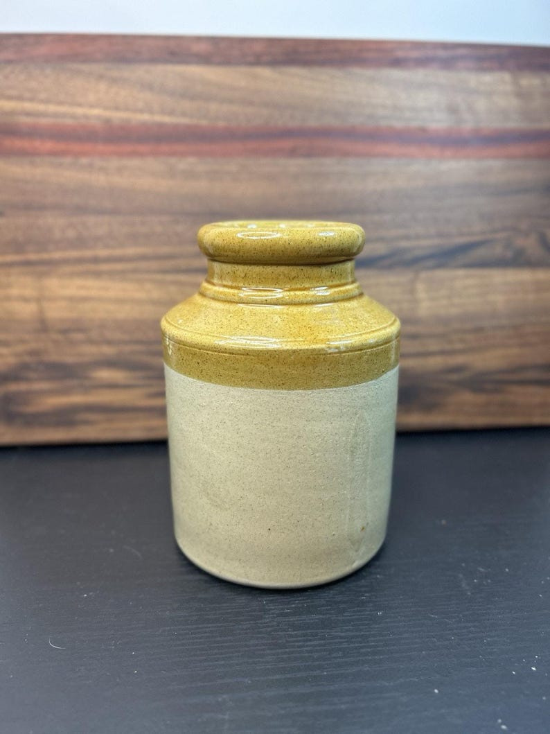 C.B. Skey Stoneware Jar, Antique English Farmhouse Crock, Salt-Glazed Tan Pottery (late 1800s, early 1900s) image 8