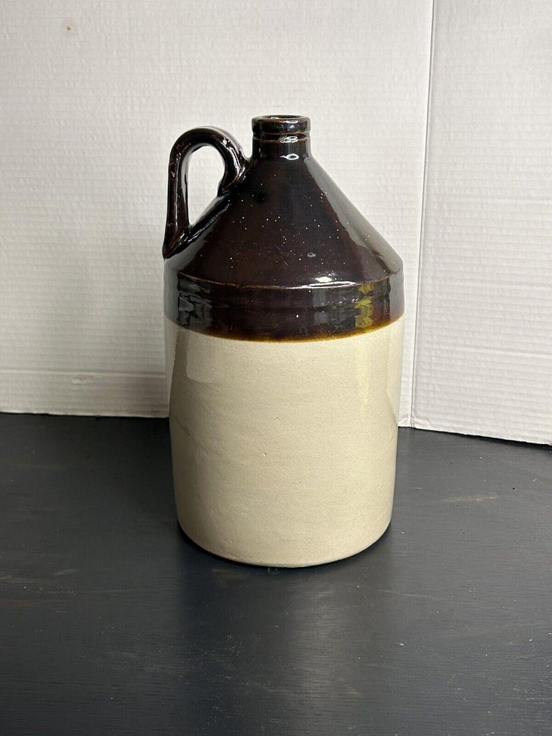 Antique 1850s Stoneware Whiskey Jug – Dark Albany Slip Galaxy Glaze, Pre-Civil War image 2