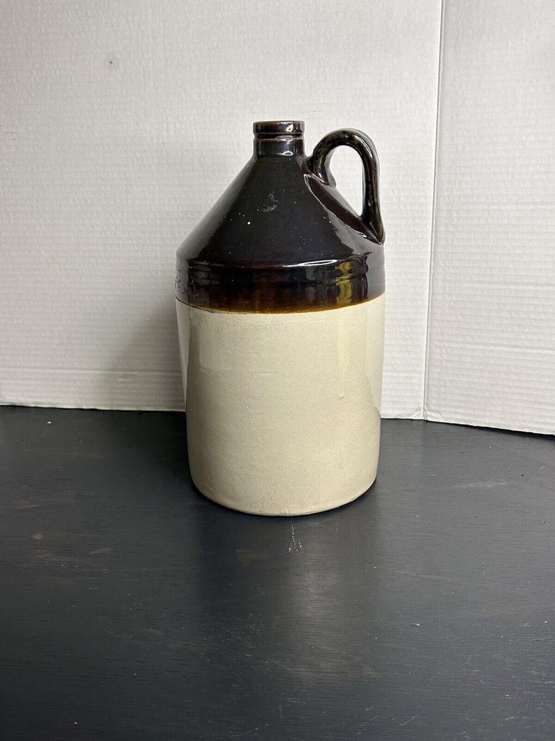 Antique 1850s Stoneware Whiskey Jug – Dark Albany Slip Galaxy Glaze, Pre-Civil War image 3