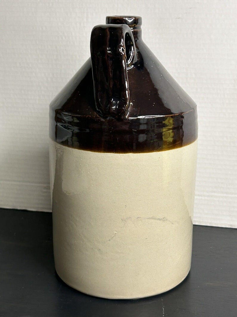 Antique 1850s Stoneware Whiskey Jug – Dark Albany Slip Galaxy Glaze, Pre-Civil War image 7