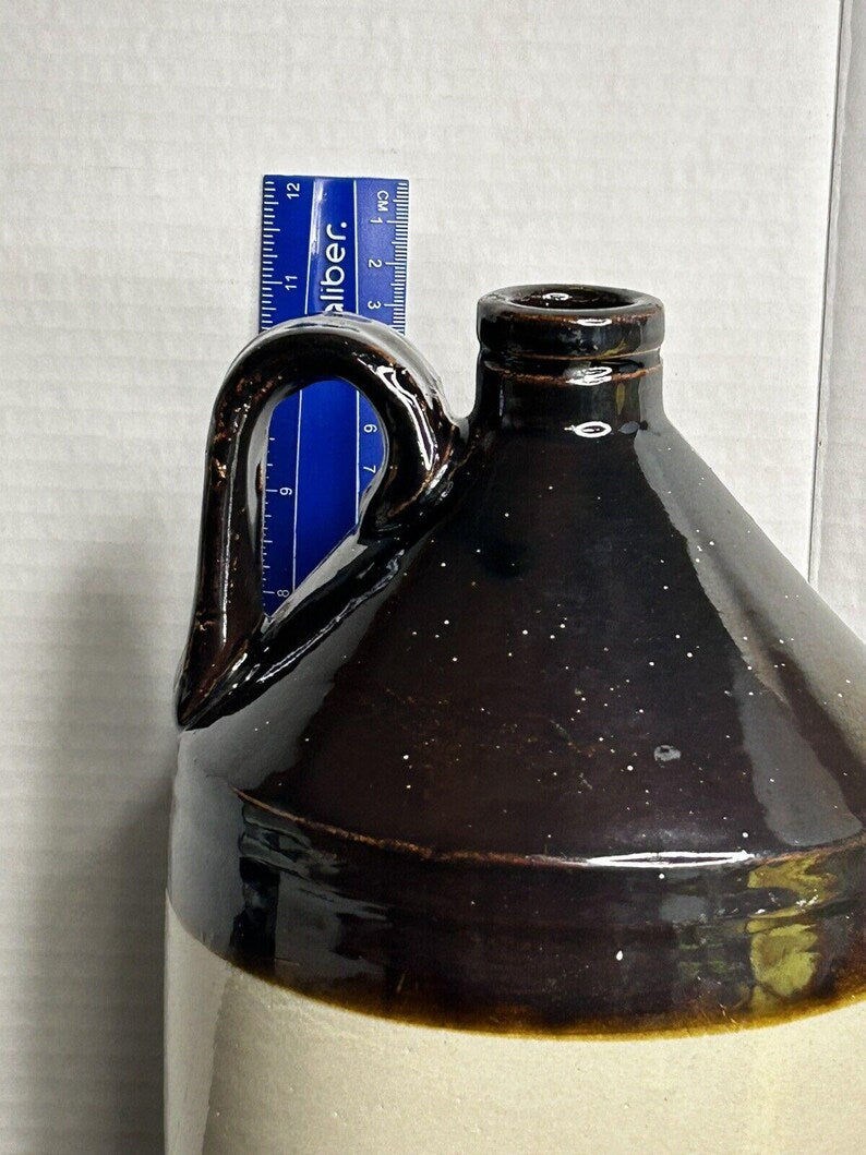Antique 1850s Stoneware Whiskey Jug – Dark Albany Slip Galaxy Glaze, Pre-Civil War image 10