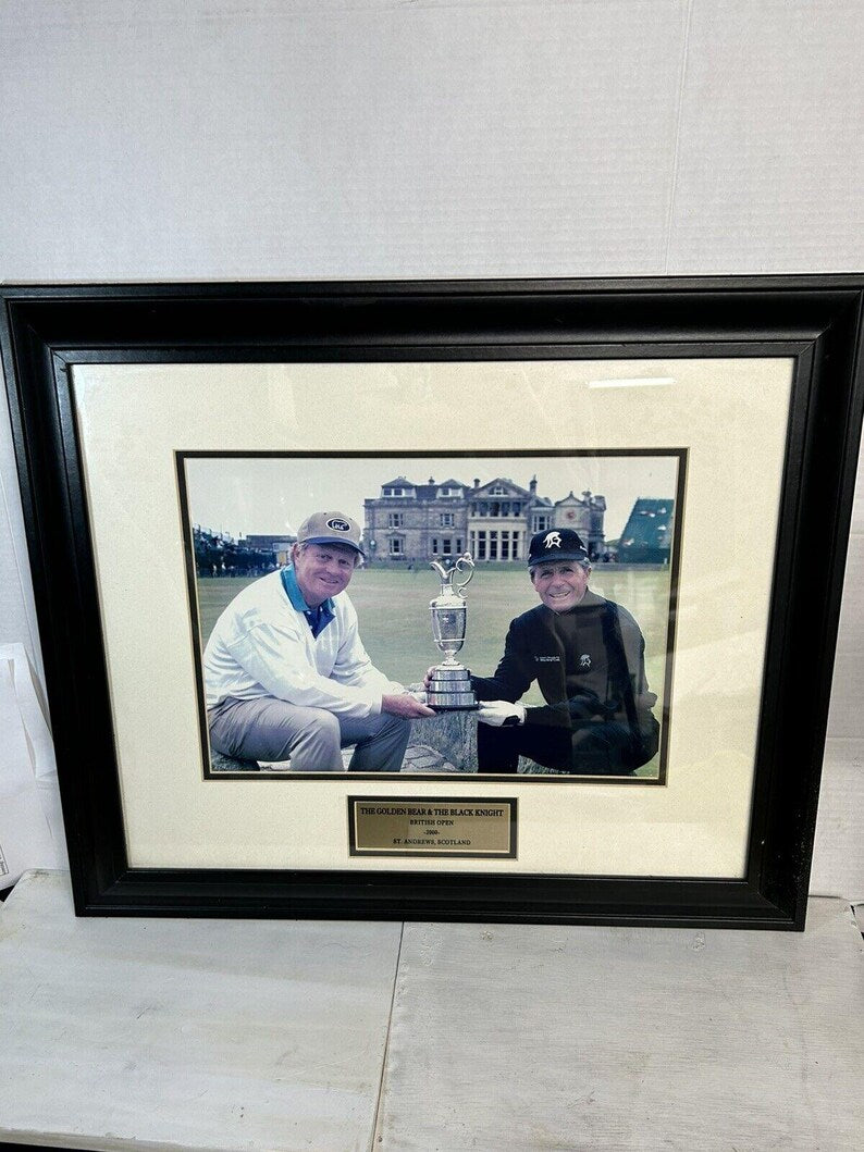 Vintage Jack Nicklaus & Gary Player 2000 British Open Photo, Framed PGA Golf Collectible image 1