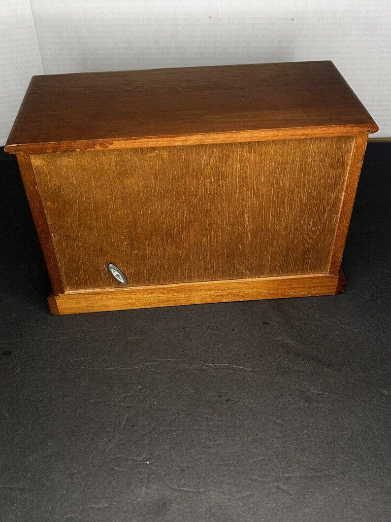 1970s Wooden Music Jewelry Box with 4 Drawers – Vintage Wood Organizer, Mid Century Bedroom Storage image 6