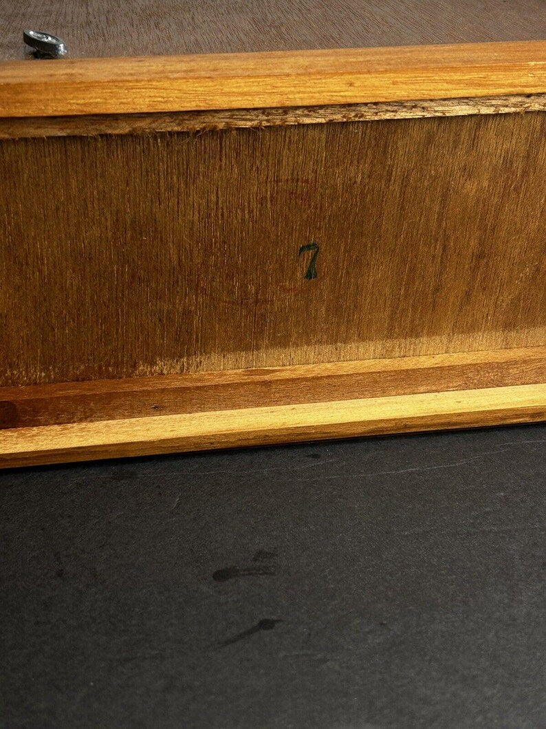 1970s Wooden Music Jewelry Box with 4 Drawers – Vintage Wood Organizer, Mid Century Bedroom Storage image 9