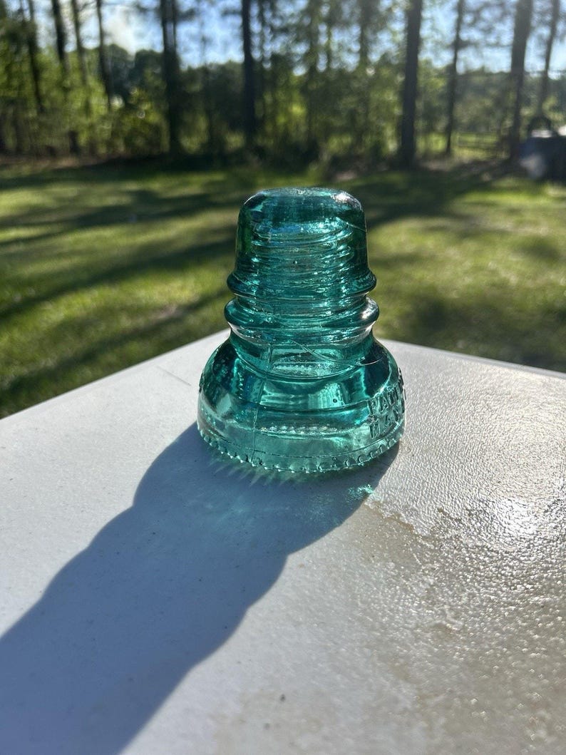 Antique Hemingray Aqua Green Petticoat Insulator Bubbles Swirls Throughout 3.75 Inch Telegraph Line image 6