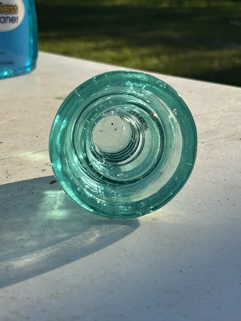 Antique Brookfield Aqua Beehive Insulator CD 145 Bubbles Mold Lines Early 1900s Telegraph Line image 3