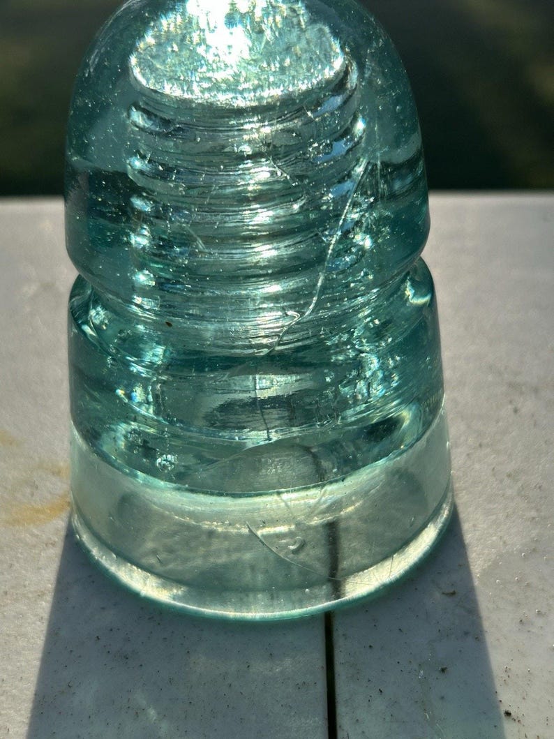 Antique Brookfield Aqua Beehive Insulator CD 145 Bubbles Mold Lines Early 1900s Telegraph Line image 6