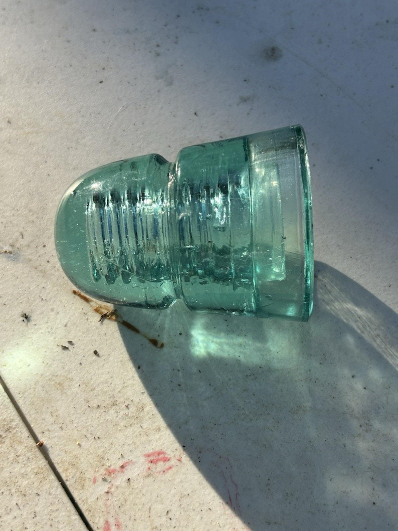 Antique Brookfield Aqua Beehive Insulator CD 145 Bubbles Mold Lines Early 1900s Telegraph Line image 10