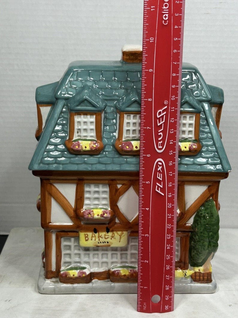 Vintage 1999 Sherwood Brands Bakery Building Cookie Jar, Ceramic Cottage Kitchen image 2