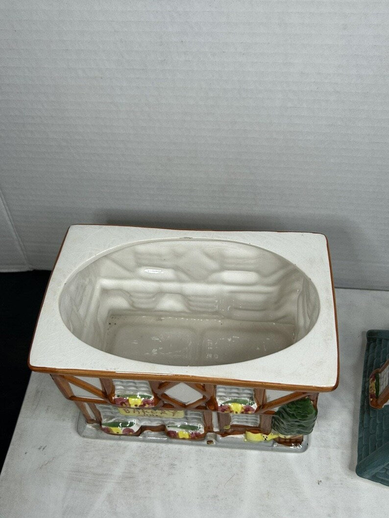 Vintage 1999 Sherwood Brands Bakery Building Cookie Jar, Ceramic Cottage Kitchen image 9