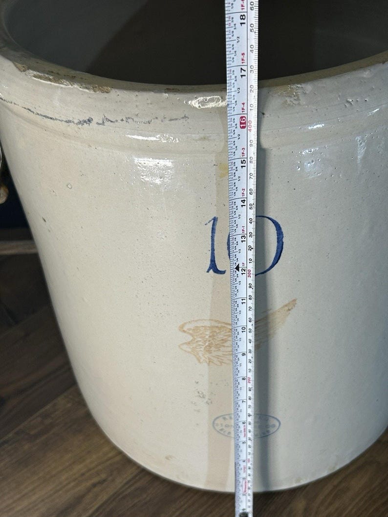 Red Wing 10-Gallon Stoneware Crock, Cobalt '10' & Red Wing Mark, Salt Glaze with Handles image 10
