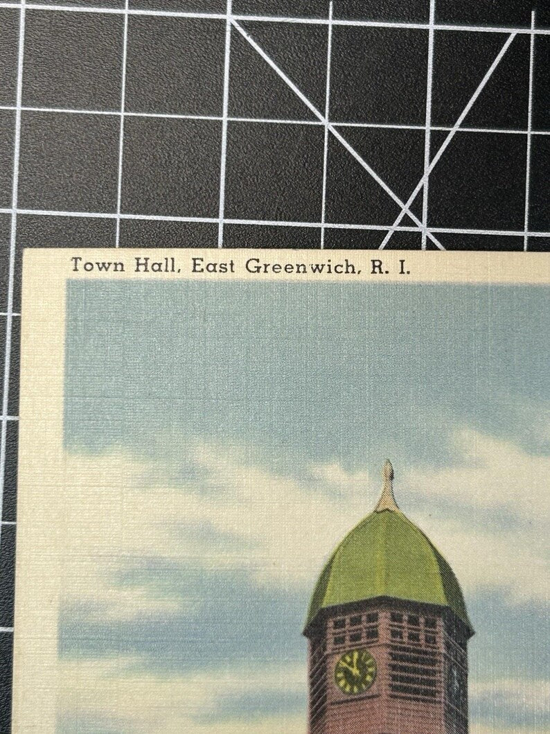 1930s East Greenwich RI Town Hall Linen Postcard, Historic Architecture, Vintage Paper Ephemera image 5