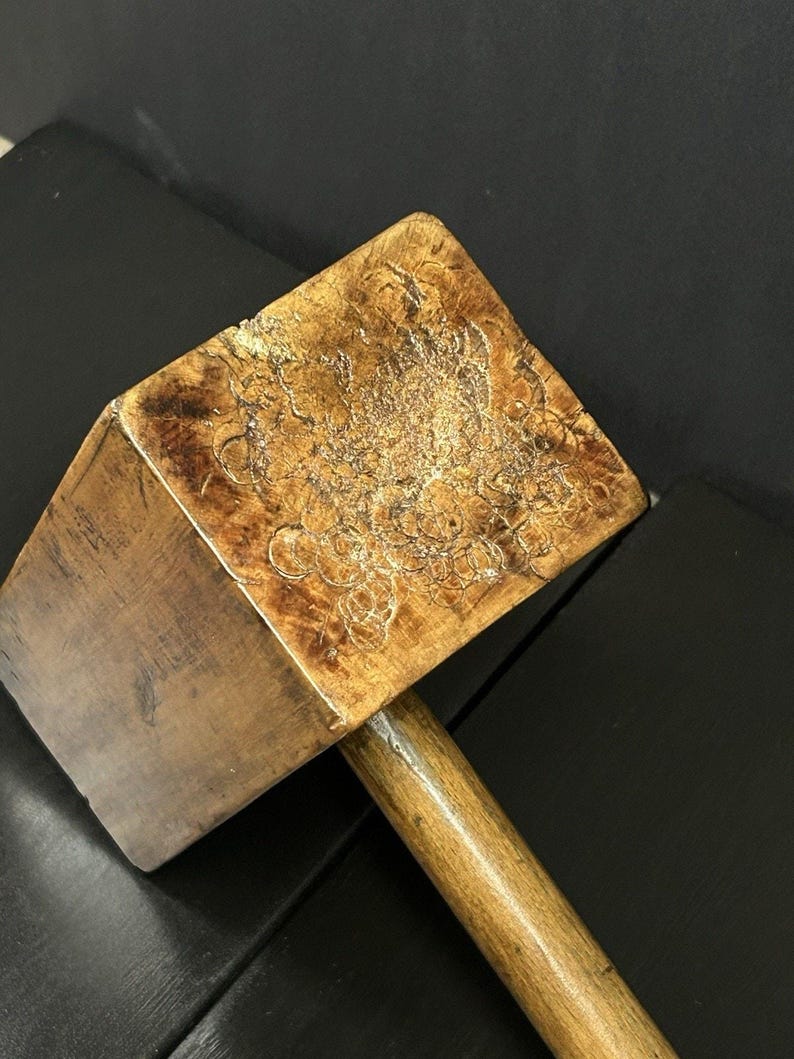 Antique Wooden Carpenter's Mallet, Primitive Joiner's Tool, Early American Woodworking image 2