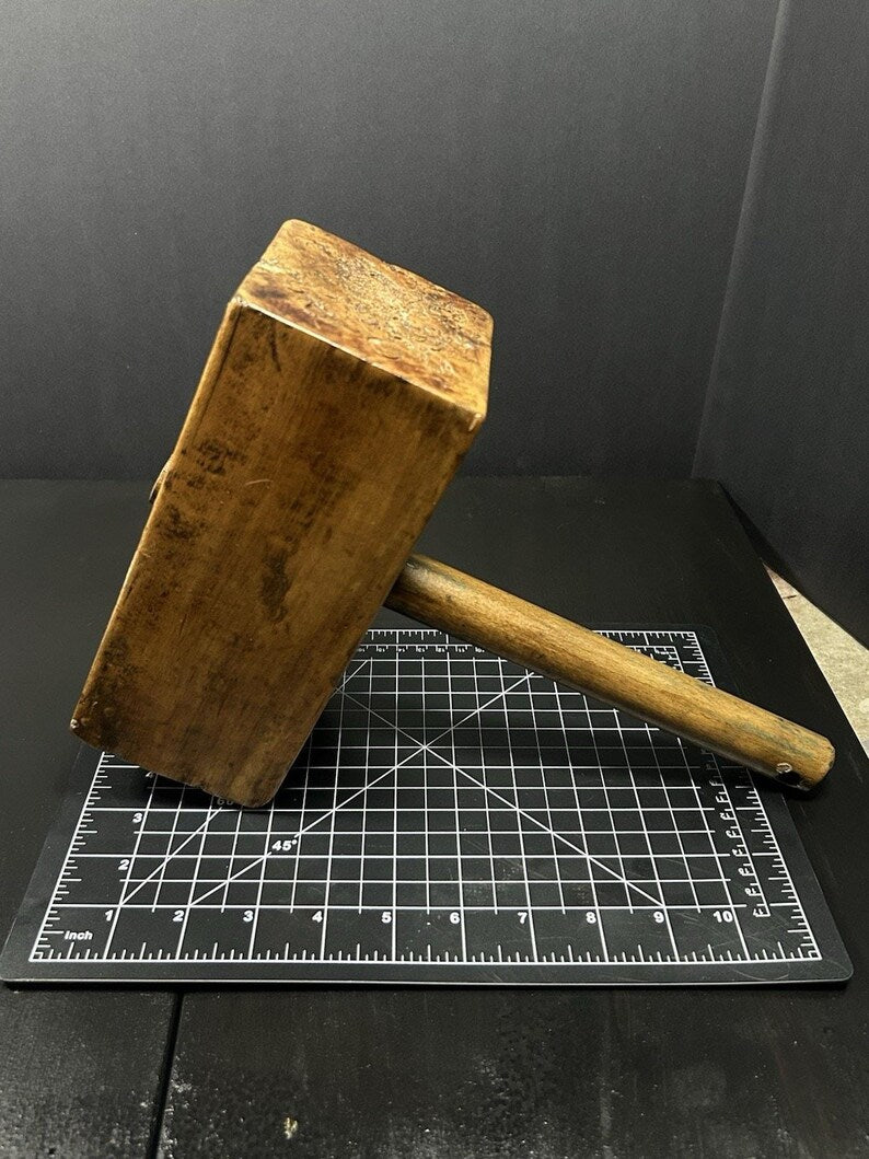 Antique Wooden Carpenter's Mallet, Primitive Joiner's Tool, Early American Woodworking image 4