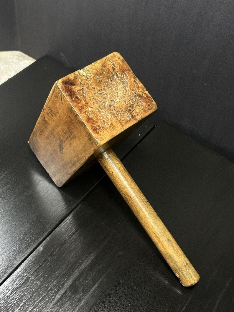 Antique Wooden Carpenter's Mallet, Primitive Joiner's Tool, Early American Woodworking image 6