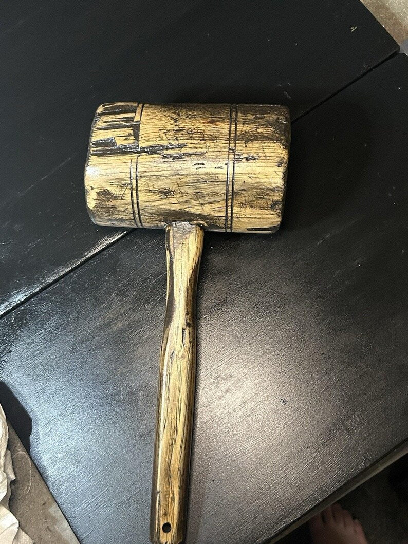 Antique Wooden Carpenter's Mallet | Restored Primitive Joiner Tool image 6
