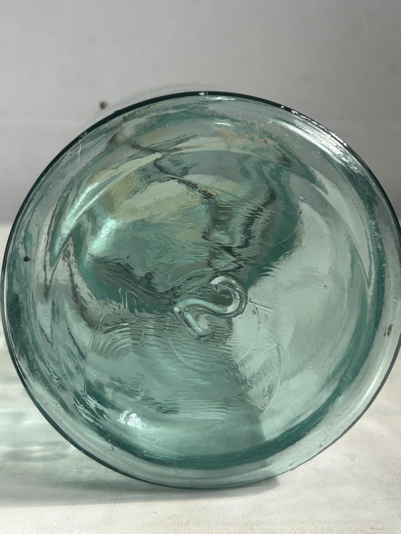 Antique Hazel-Atlas E-Z Seal Quart Aqua Fruit Jar Glass Lid Wire Bail Lightning Closure Mold No. 2 RB 111 image 6