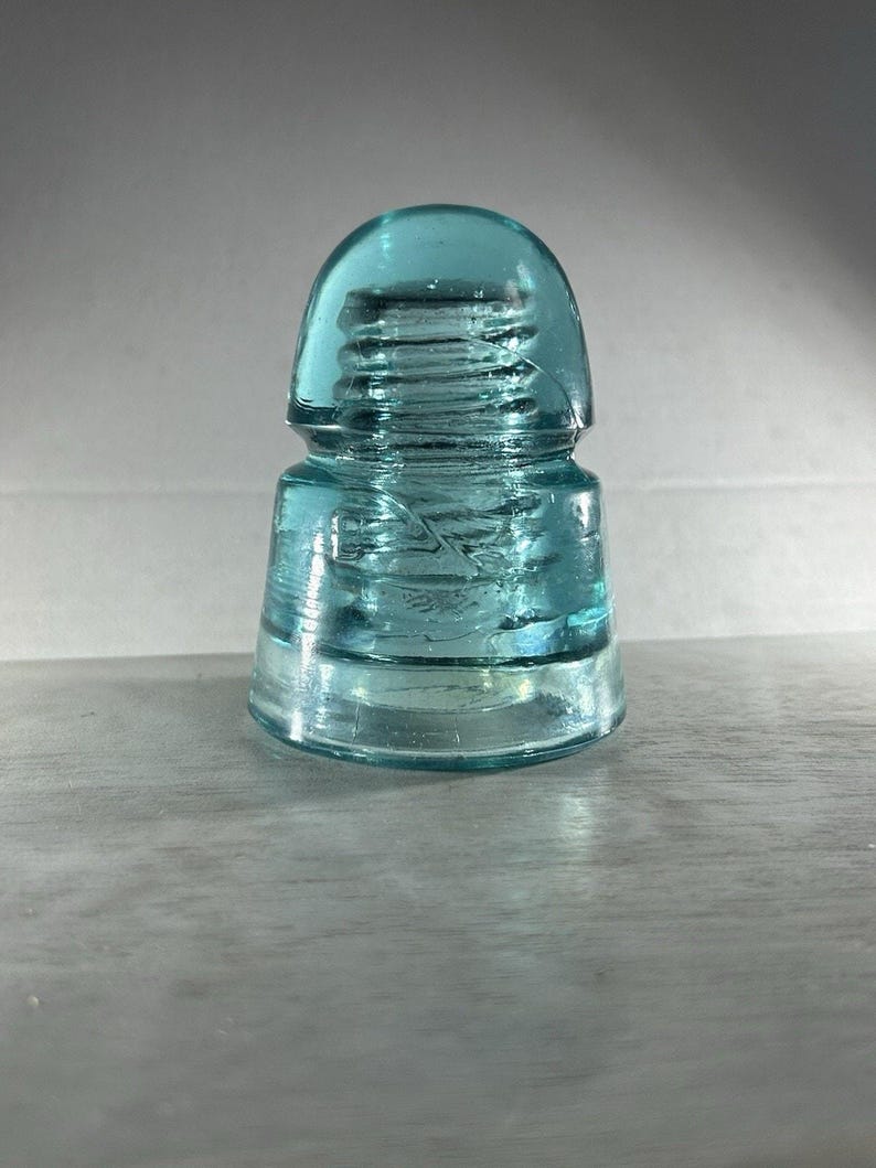 Antique Brookfield CD 145 Ice Blue Insulator Great Clarity Light Aqua Tone 4 Inch c.1895-1915 image 2