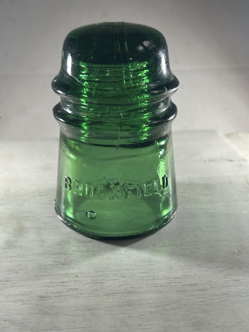 Antique Brookfield CD 145 Emerald Green Insulator Heavy Bold Bubbling Color Gem-Like 1900s image 5