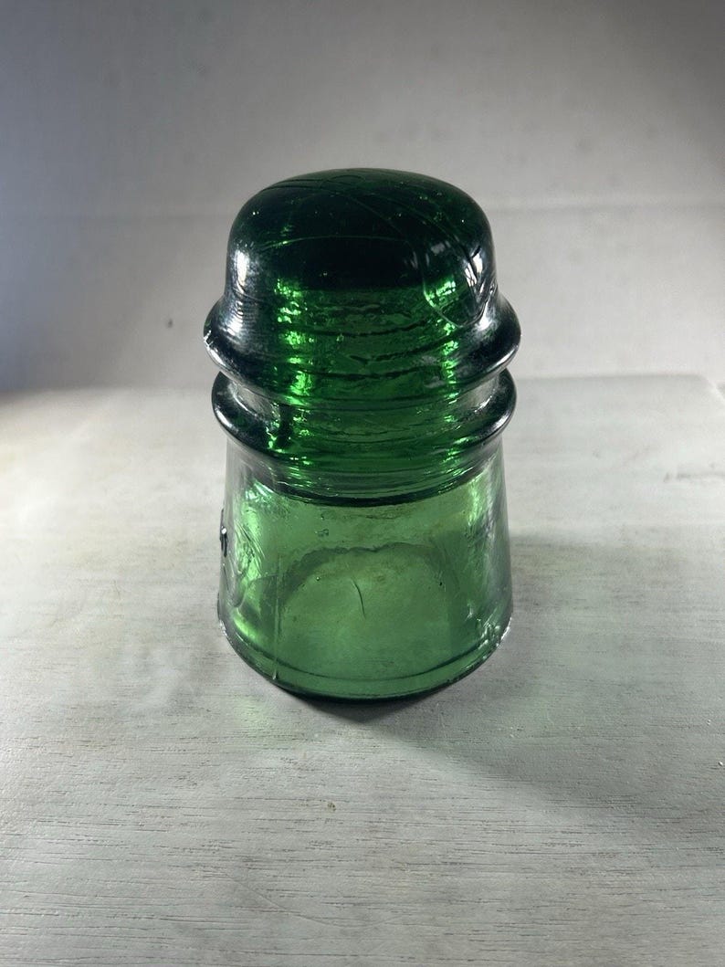 Antique Brookfield CD 145 Emerald Green Insulator Heavy Bold Bubbling Color Gem-Like 1900s image 9