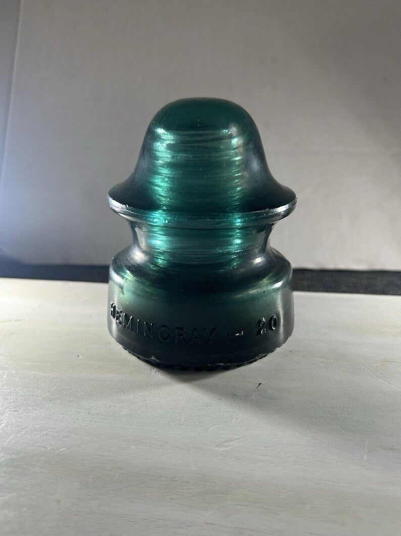 Antique Hemingray No. 20 Deep Green Swirl Insulator Chunky Form Hand-Poured Bubbles Swirl Variations image 8
