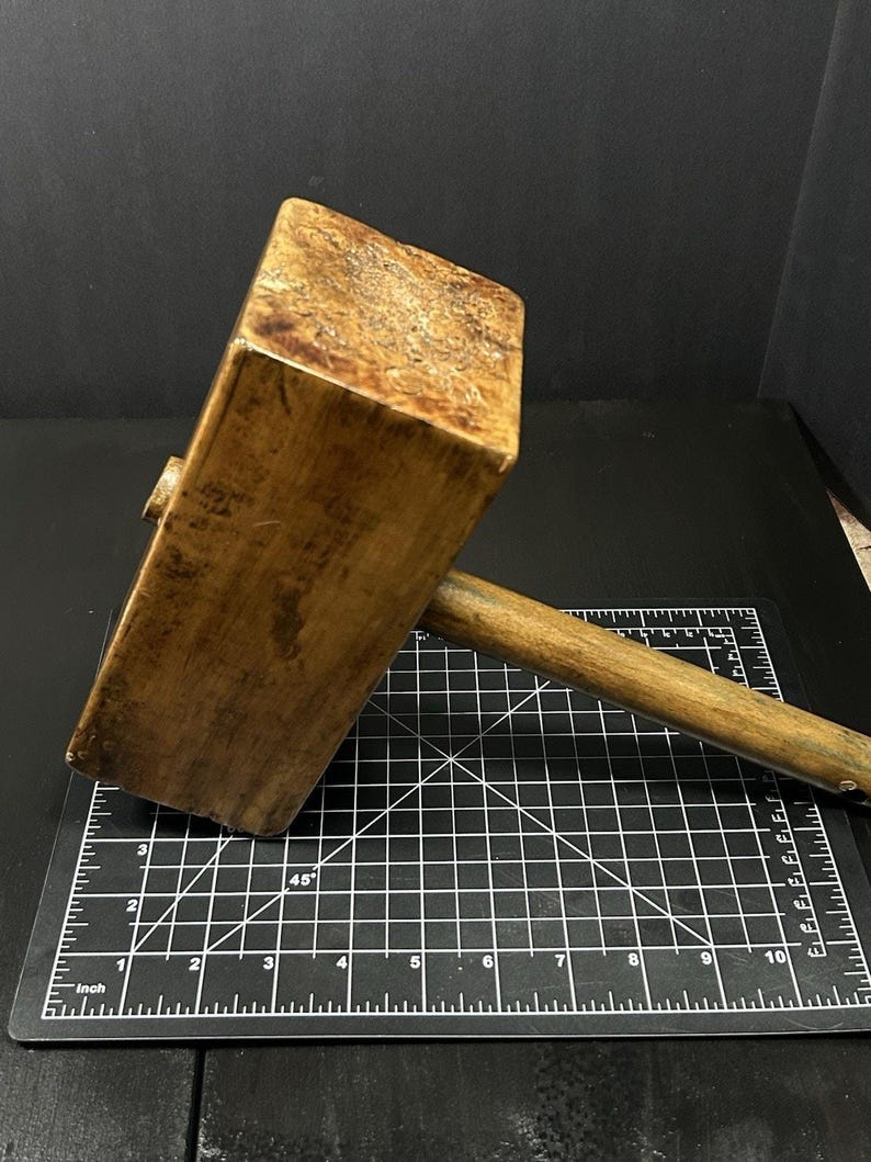 Antique Wooden Carpenter's Mallet, Primitive Joiner's Tool, Early American Woodworking image 3