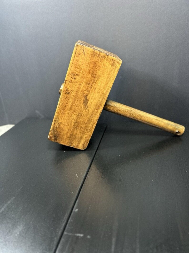 Antique Wooden Carpenter's Mallet, Primitive Joiner's Tool, Early American Woodworking image 7