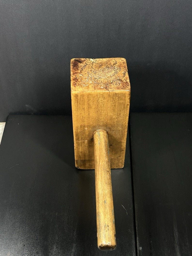 Antique Wooden Carpenter's Mallet, Primitive Joiner's Tool, Early American Woodworking image 8