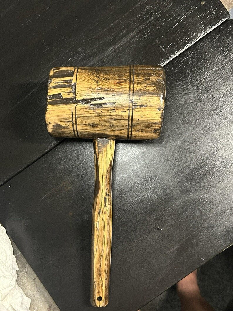 Antique Wooden Carpenter's Mallet | Restored Primitive Joiner Tool image 4